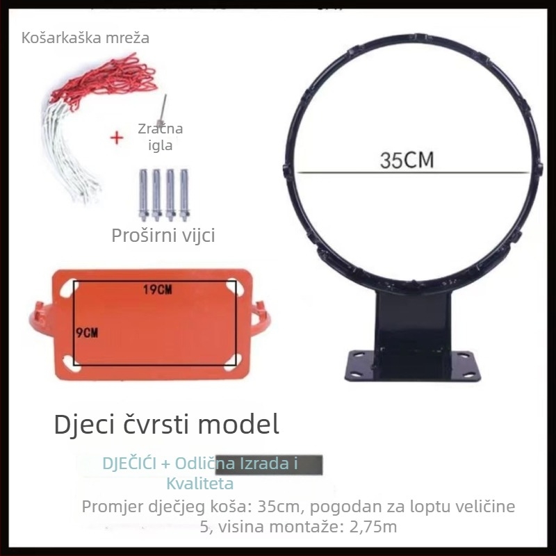 Zidni košarkaški obruč, metalna konstrukcija za vanjsku i kućnu upotrebu, okvir koša.