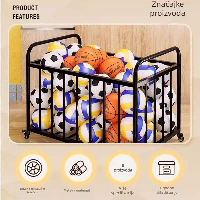 Prijenosni vanjski koš za košarku s spremnikom za lopte za školsko igralište