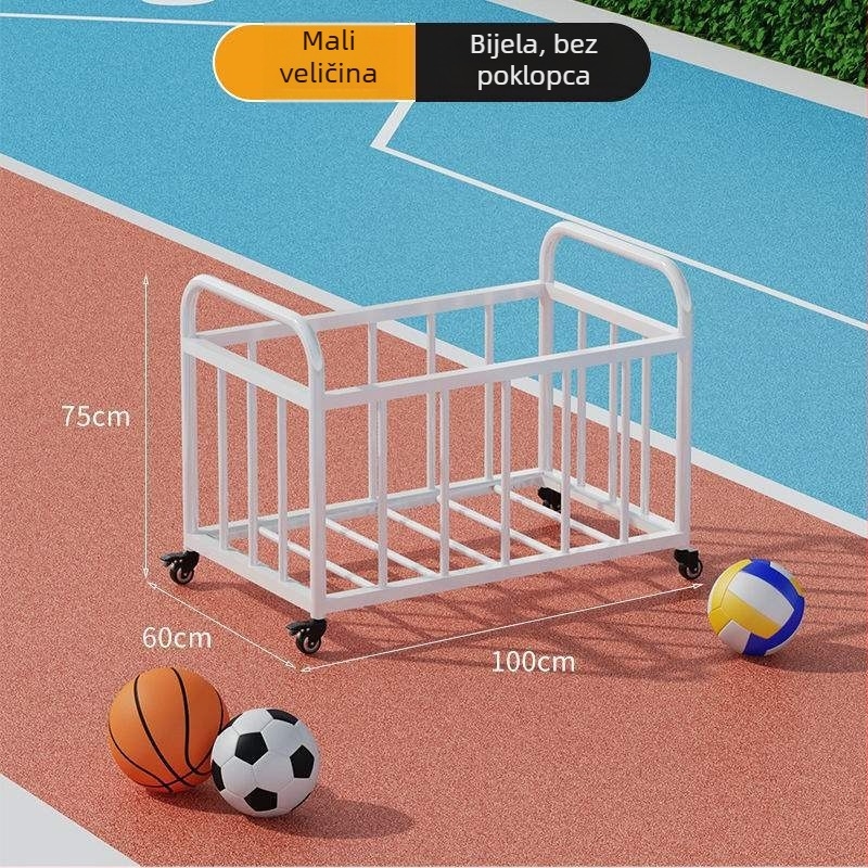 Prijenosni vanjski koš za košarku s spremnikom za lopte za školsko igralište