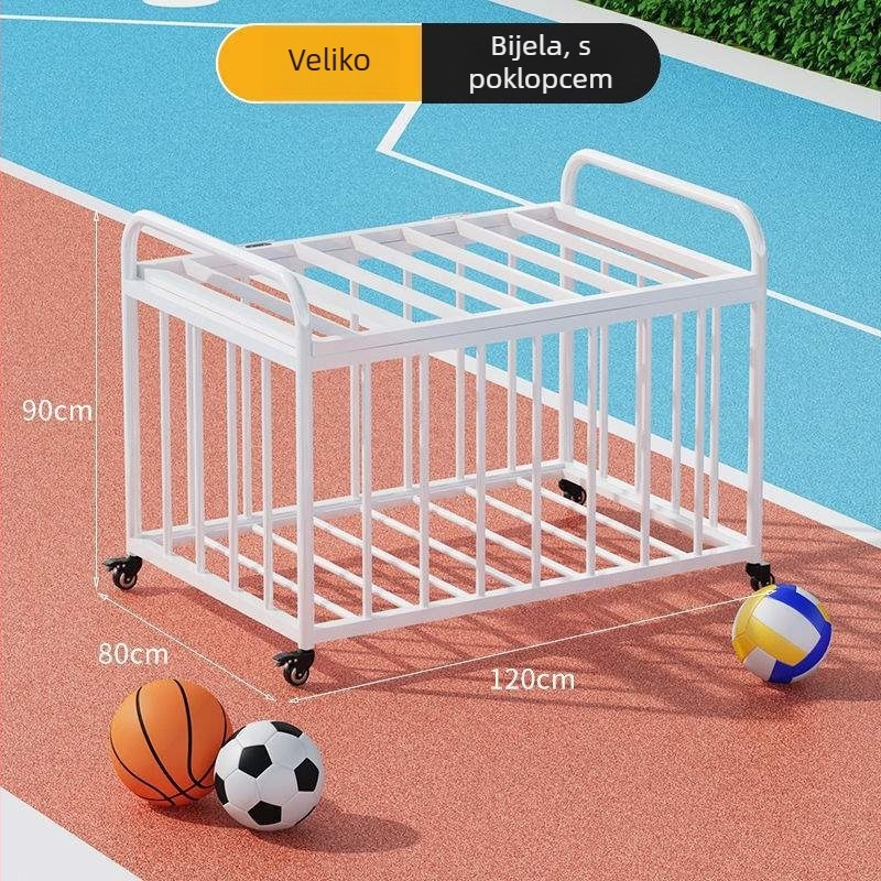 Prijenosni vanjski koš za košarku s spremnikom za lopte za školsko igralište
