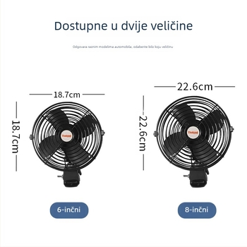 Automobilski ventilator s potpuno metalnom konstrukcijom, 12V/24V, do 24W, model Ds08m3c4, za hlađenje i ventilaciju
