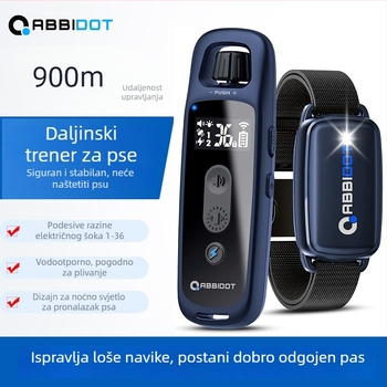 ABBIDOT Daljinski upravljani električni šok ovratnik za pse — trening uređaj i anti-lajanje, poliesterski