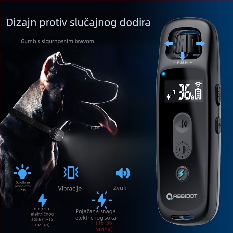 ABBIDOT Daljinski upravljani električni šok ovratnik za pse — trening uređaj i anti-lajanje, poliesterski