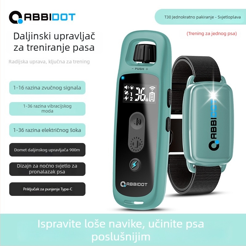 ABBIDOT Daljinski upravljani električni šok ovratnik za pse — trening uređaj i anti-lajanje, poliesterski