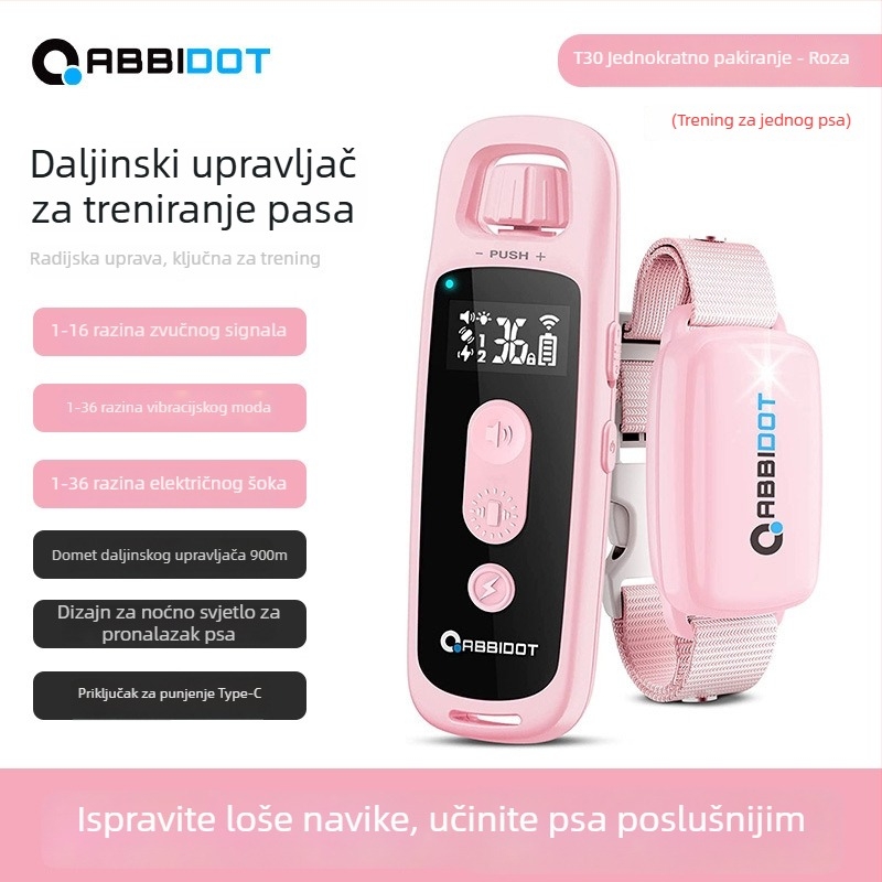 ABBIDOT Daljinski upravljani električni šok ovratnik za pse — trening uređaj i anti-lajanje, poliesterski