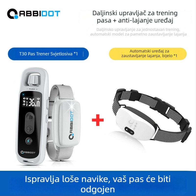 ABBIDOT Daljinski upravljani električni šok ovratnik za pse — trening uređaj i anti-lajanje, poliesterski