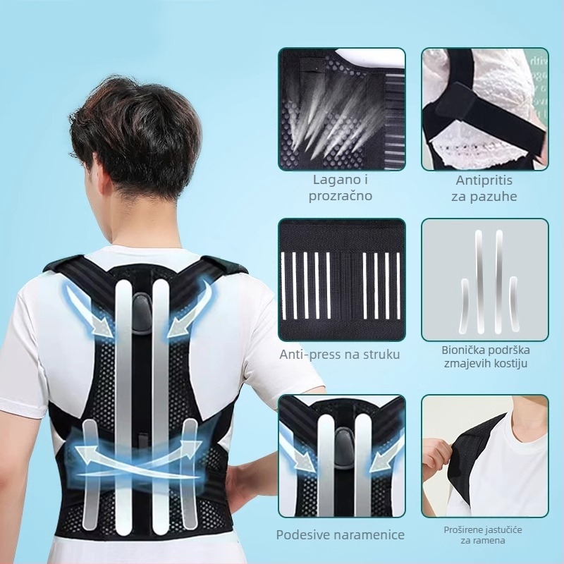 Korektor držanja za odrasle—unisex, nevidljiva otvor ramena, uspravna potpora leđa, model šuplja konstrukcija