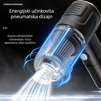Ručni usisavač za auto – 5500Pa usisavanja, 45W, 3.7V, bežični, Punjivi, dugo trajanje baterije
