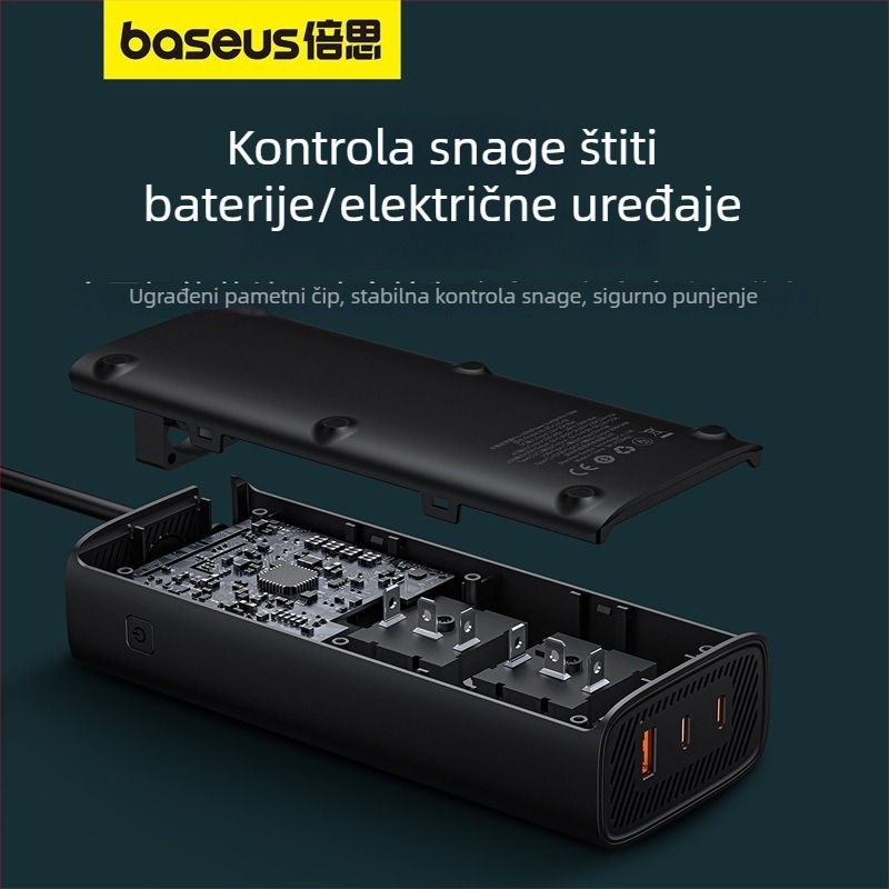 Automobilski inverter Pro verzija, 150 W, tri porta, potpuno brzo punjenje, pametni digitalni zaslon, tiho rada