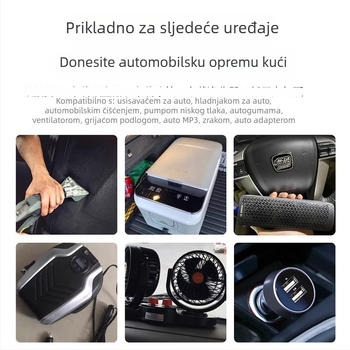 Automobilski pretvarač 220V AC u 12V DC sa utičnicom za upaljač, 120W, ABS kućište