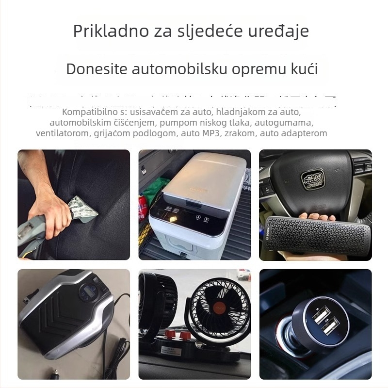 Automobilski pretvarač 220V AC u 12V DC sa utičnicom za upaljač, 120W, ABS kućište