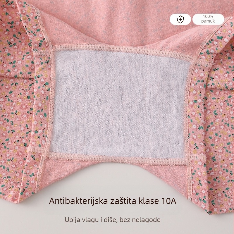Žensko donje rublje, srednje visoki struk, glavni materijal 90–95% pamuk, podstava u preponskom dijelu 100% pamuk, pogodno za sve sezone