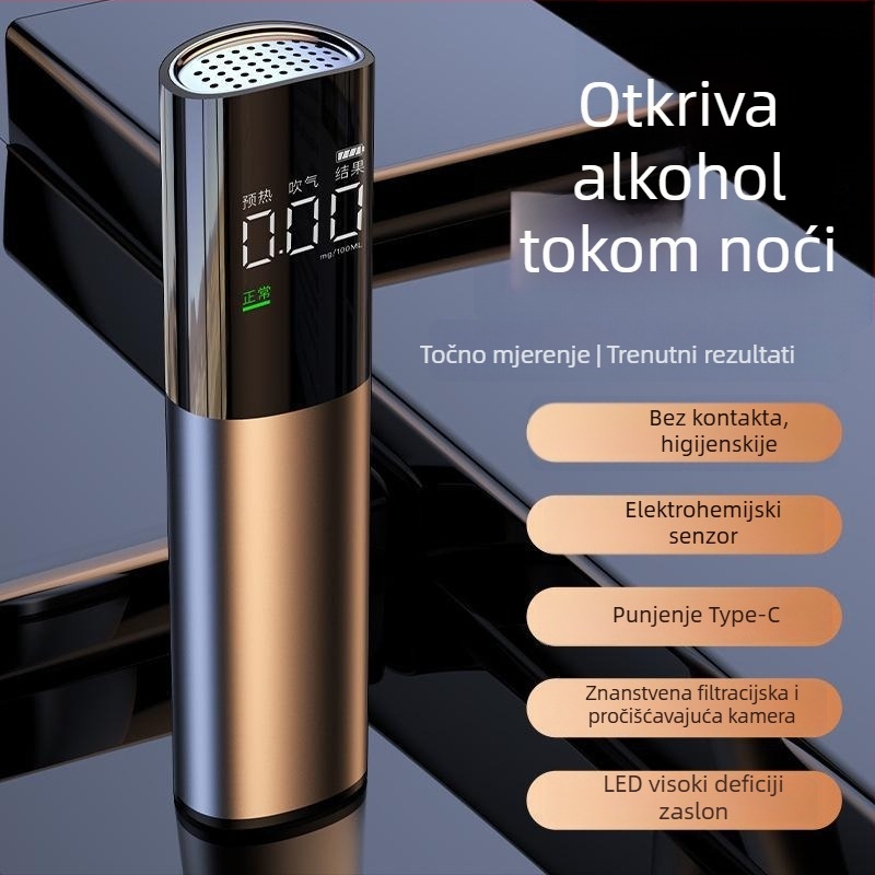 Qunchi J1 automobilski tester alkohola, aluminijska legura + PS, 0,65 W, detekcija koncentracije alkohola