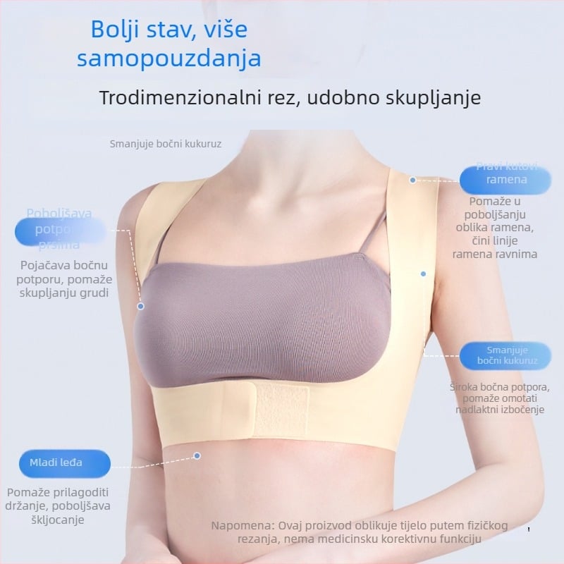 Korektor držanja za leđa — prozračan, lagan, otvoreni rameni dizajn, za odrasle žene, podrška sjedenju