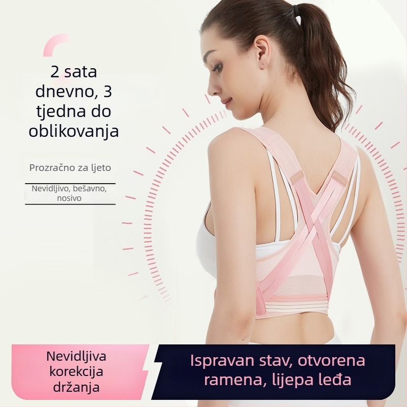 Korektor držanja za leđa — prozračan, lagan, otvoreni rameni dizajn, za odrasle žene, podrška sjedenju