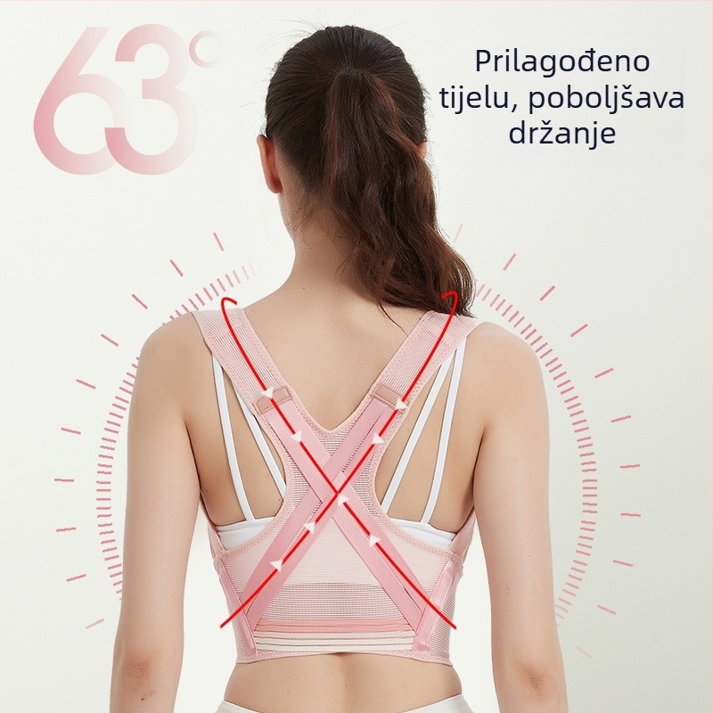 Korektor držanja za leđa — prozračan, lagan, otvoreni rameni dizajn, za odrasle žene, podrška sjedenju