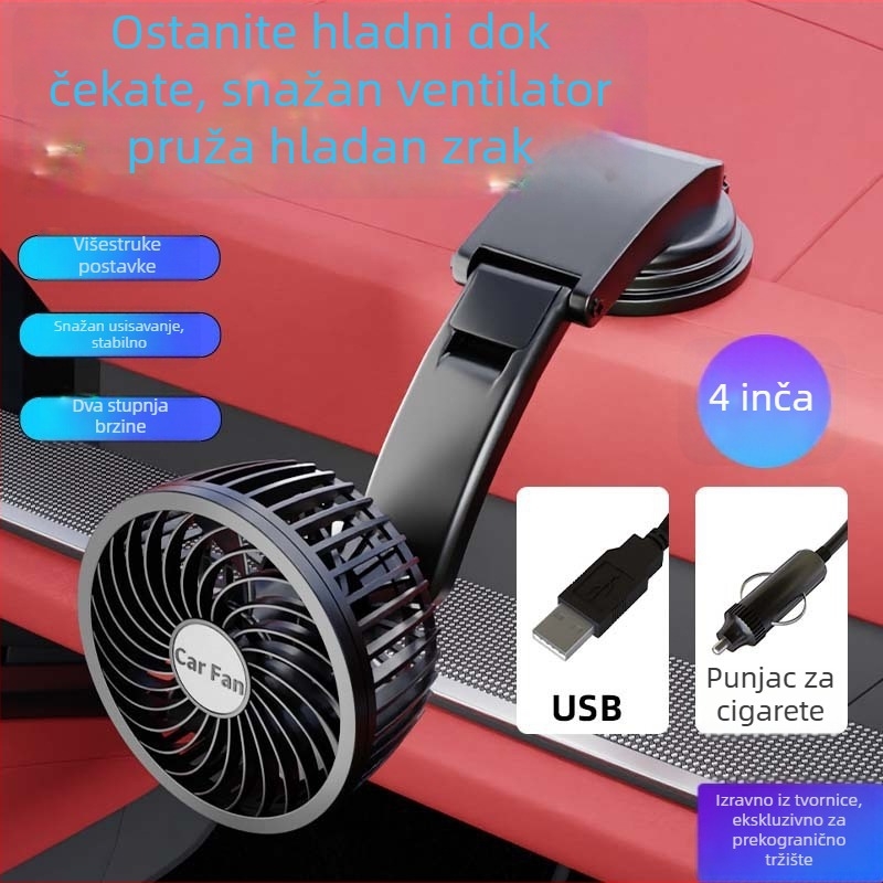 Automobilski ventilator s podesivim usisnim držačem za središnji panel – ABS, 7W, model AC-2318