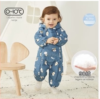 Unisex bebi Down jumpsuit za zimu, punilo: bijeli guščji down 50–55%, vanjski materijal: poliester, podstava: poliester