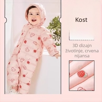 Unisex bebi Down jumpsuit za zimu, punilo: bijeli guščji down 50–55%, vanjski materijal: poliester, podstava: poliester
