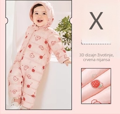 Unisex bebi Down jumpsuit za zimu, punilo: bijeli guščji down 50–55%, vanjski materijal: poliester, podstava: poliester