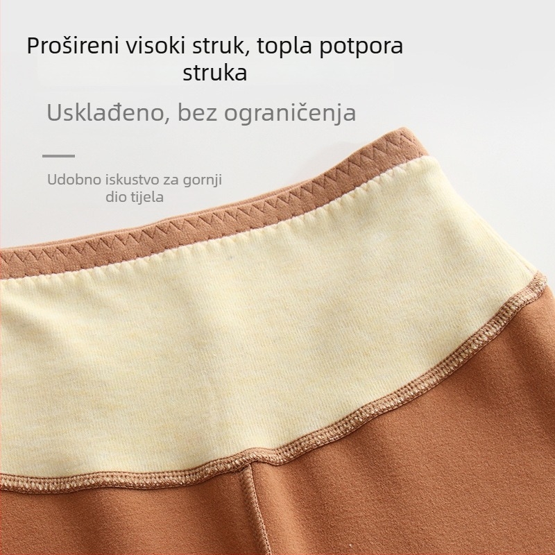 Ženske termo tajice s flisom, koljena zaštita, visoki struk, oblikovanje tijela, ekstra debeli materijal 301-350 g/m²