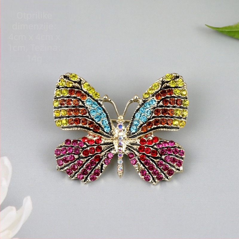 Leptir broška od legure, ukrašena dijamantima, ženski vintage dizajn, dodatak za kaput, Welcome Elegance