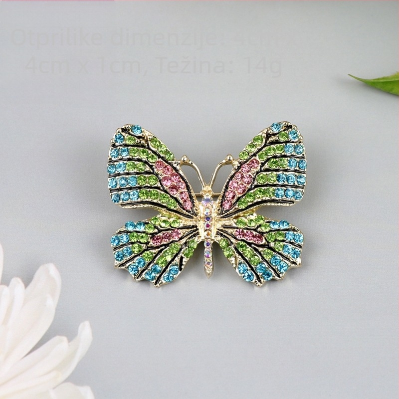 Leptir broška od legure, ukrašena dijamantima, ženski vintage dizajn, dodatak za kaput, Welcome Elegance
