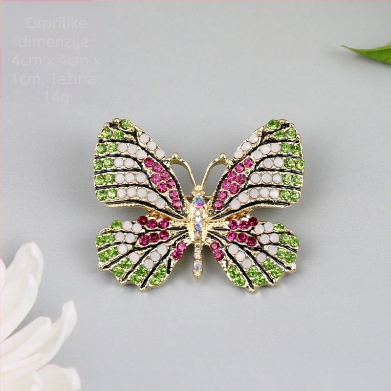 Leptir broška od legure, ukrašena dijamantima, ženski vintage dizajn, dodatak za kaput, Welcome Elegance