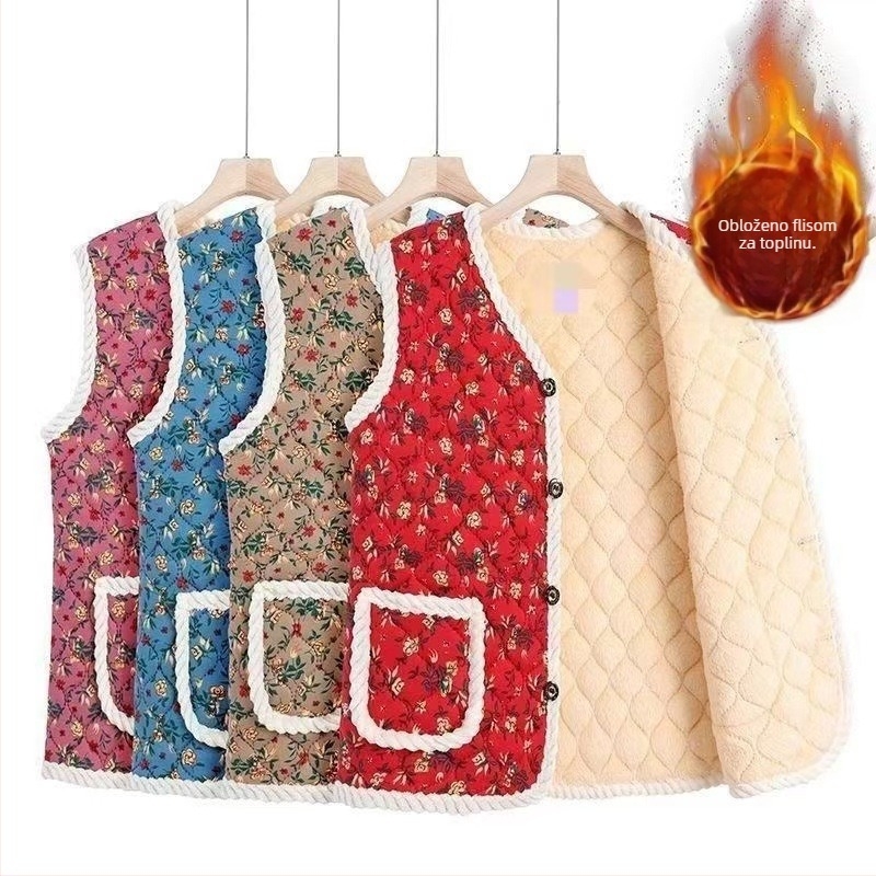 Ženska zimsku vestu sa vezom, poliester s organskom pamukom 50–70% i spandeksom do 30%, uobičajena duljina 50–65 cm, kineski stil, književno retro, Zima 2025