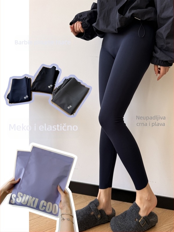 Ženske joga hlače, visokim pasom, fleece podstava, uski kroj, trodimenzionalni kroj, najlon 74% / spandeks 26%