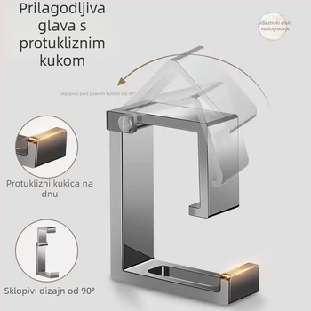 Stalak za umivaonik od nehrđajućega čelika – bez bušenja, zidni viseći držač, za velike i male umivaonike, 1 sloj, nosivost 5–10 kg, elektroplatinirani završni sloj