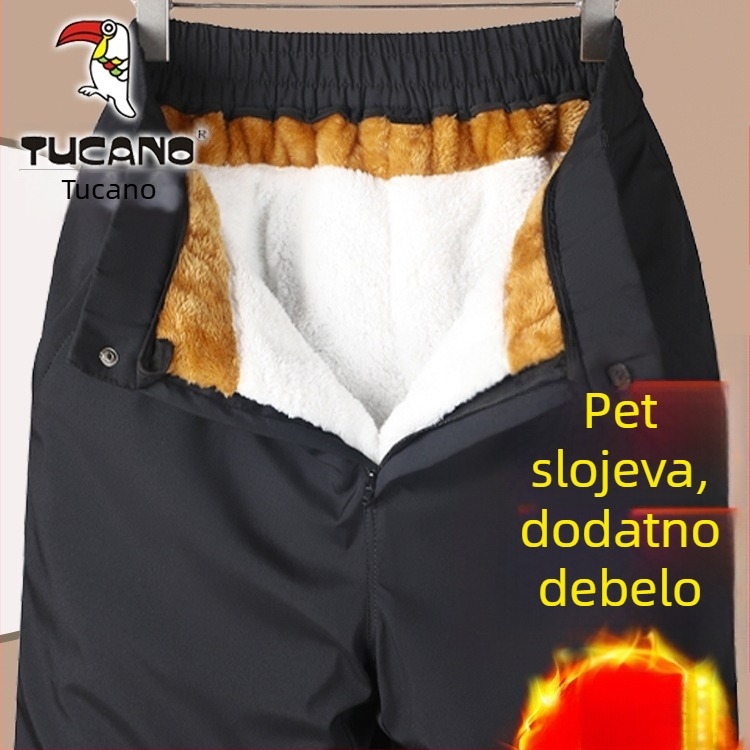 Woodpecker muške zimske hlače, ravni kroj, visok struk, debeli flis ispod, bambus vlakna, visoka elastičnost, dekorativni džepovi