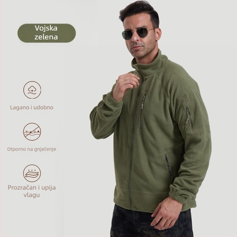 Flis jakna sa stojećim ovratnikom, polarni flis materijal i podstava, unisex, održava toplinu