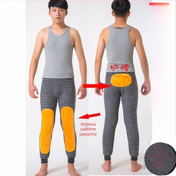 Muške termalne hlače s pamukom flekso podstavom, zaštita koljena i struka, velur podstava, izuzetno debeli materijal, jednobojne