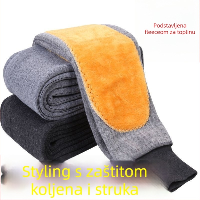 Muške termalne hlače s pamukom flekso podstavom, zaštita koljena i struka, velur podstava, izuzetno debeli materijal, jednobojne