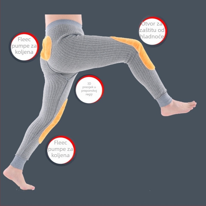 Muške termalne hlače s pamukom flekso podstavom, zaštita koljena i struka, velur podstava, izuzetno debeli materijal, jednobojne