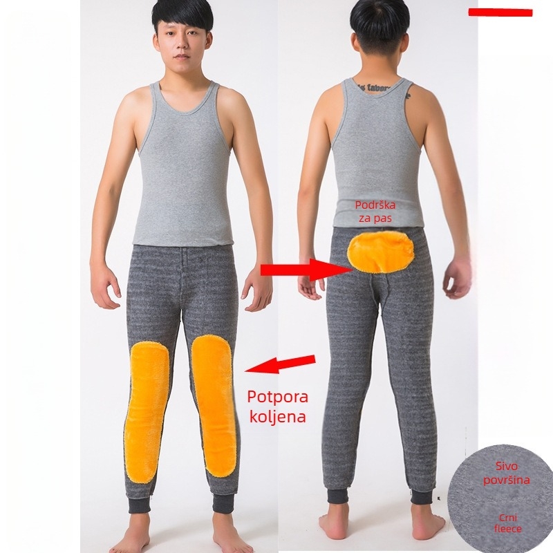 Muške termalne hlače s pamukom flekso podstavom, zaštita koljena i struka, velur podstava, izuzetno debeli materijal, jednobojne