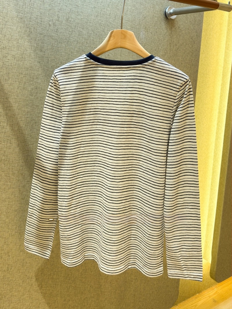 Majica s prugama, okrugli izrez, dugi rukavi, slobodan kroj, standardna duljina