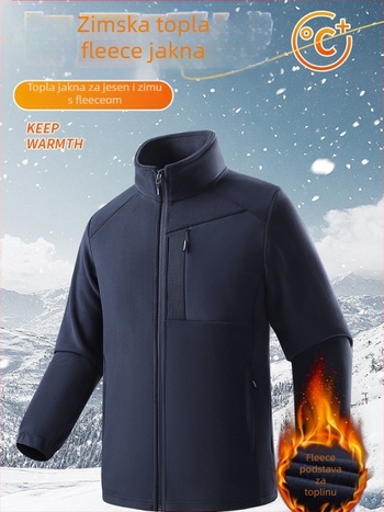Muška fleec jakna s grafenskom podstavom, kapuljača, stojeći ovratnik, termalno vanjsko korištenje