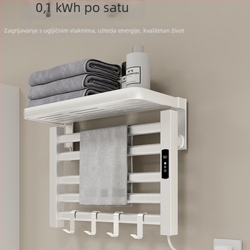 Električni grijani stalak za ručnike u kupaonici, aluminijska legura, 3 etaže, s kukama, elektrostatni premaz, nosivost 20 kg