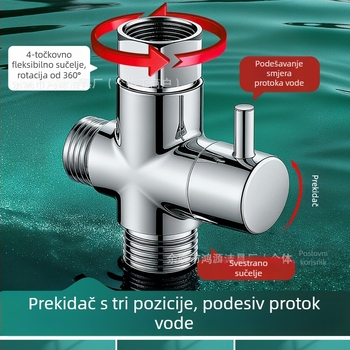 Trostruki vodovodni razdjelnik, bakreni, elektropladirani, ručna ugradnja, 0–99°C, ulaz 1, izlaz 2, za slavinu, tuš i perilicu