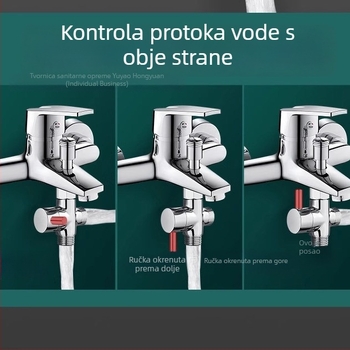 Trostruki vodovodni razdjelnik, bakreni, elektropladirani, ručna ugradnja, 0–99°C, ulaz 1, izlaz 2, za slavinu, tuš i perilicu