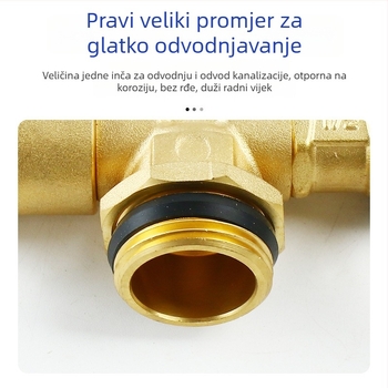 Geotermalni vodni razvodnik s automatskim ventilom za ispuštanje zraka, potpuno bakreni, trostruki, 32 mm ulaz/izlaz, spajanje topljenjem