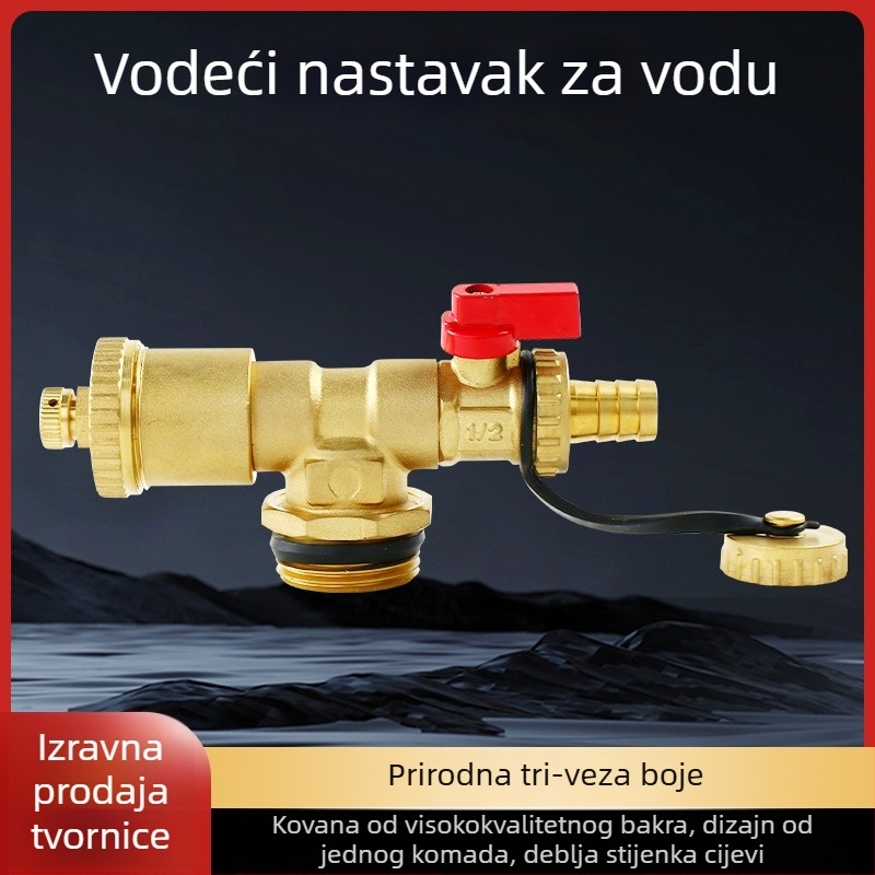 Geotermalni vodni razvodnik s automatskim ventilom za ispuštanje zraka, potpuno bakreni, trostruki, 32 mm ulaz/izlaz, spajanje topljenjem
