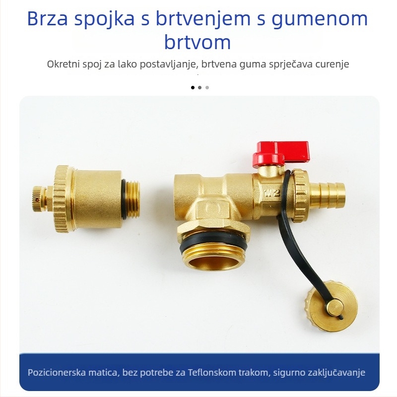 Geotermalni vodni razvodnik s automatskim ventilom za ispuštanje zraka, potpuno bakreni, trostruki, 32 mm ulaz/izlaz, spajanje topljenjem