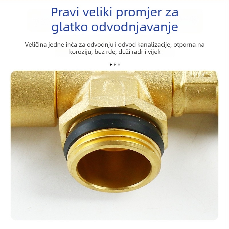 Geotermalni vodni razvodnik s automatskim ventilom za ispuštanje zraka, potpuno bakreni, trostruki, 32 mm ulaz/izlaz, spajanje topljenjem