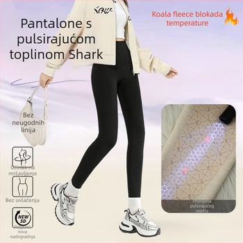 Barbie hlače s visokim strukom za zimu, trening hlače, nylon-spandex smjesa, geometrijski uzorak, debeli materijal