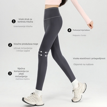 Barbie hlače s visokim strukom za zimu, trening hlače, nylon-spandex smjesa, geometrijski uzorak, debeli materijal