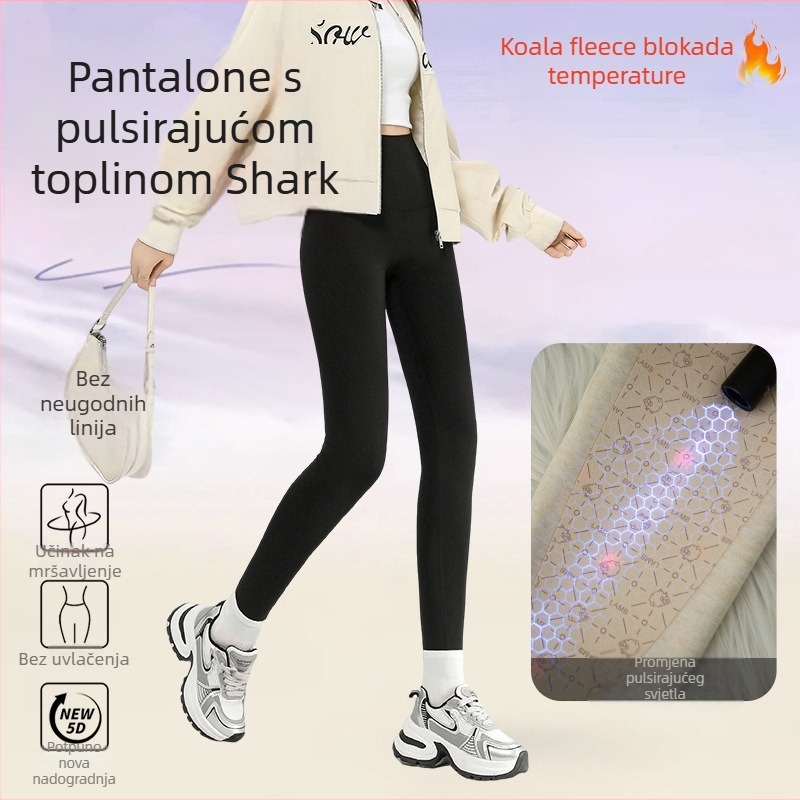 Barbie hlače s visokim strukom za zimu, trening hlače, nylon-spandex smjesa, geometrijski uzorak, debeli materijal