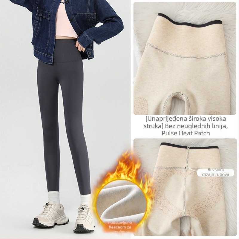 Barbie hlače s visokim strukom za zimu, trening hlače, nylon-spandex smjesa, geometrijski uzorak, debeli materijal